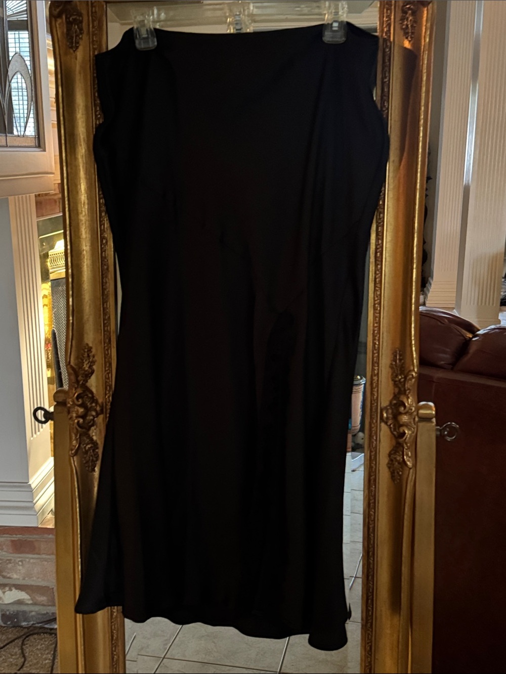 Outrageous Fortune Black Slip Skirt with Lace Slit